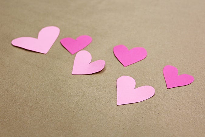 cut out pink hearts 