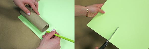 cutting green paper