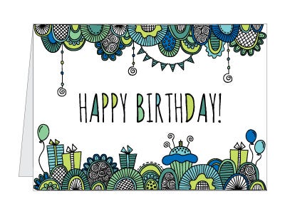 Blue Birthday Card