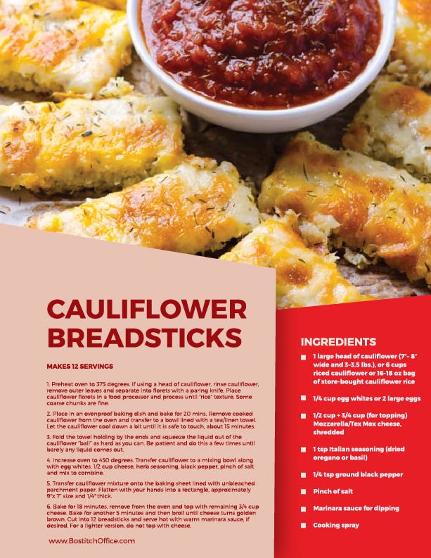 cauliflower breadstick recipe