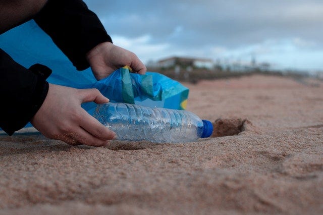 picking up trash