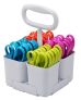 Stanley Art & Scissor Caddy with 24 Pack of Pointed Tip Kids Scissors