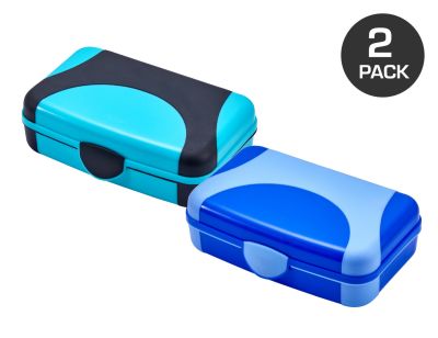 Blue and Turquoise Plastic Storage Boxes