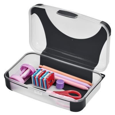 LockerMate Overmolded Pencil Box, Gray and Clear